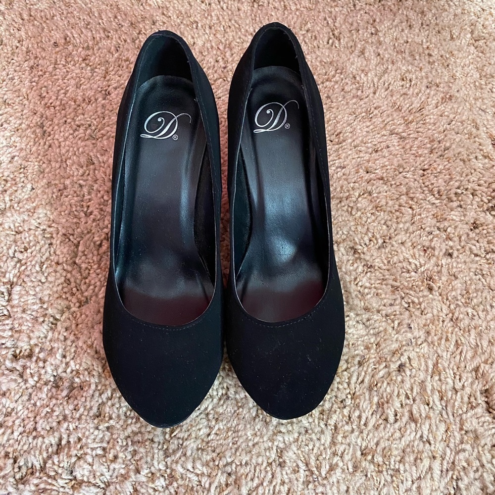 Black suede high heels